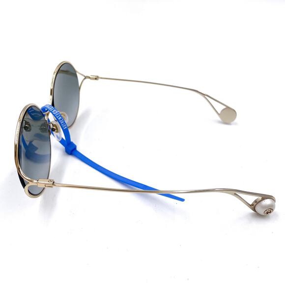 Gucci Round Sunglasses Round Pearl Tip Gold Metal Frame GG0253S - Picture 9 of 15